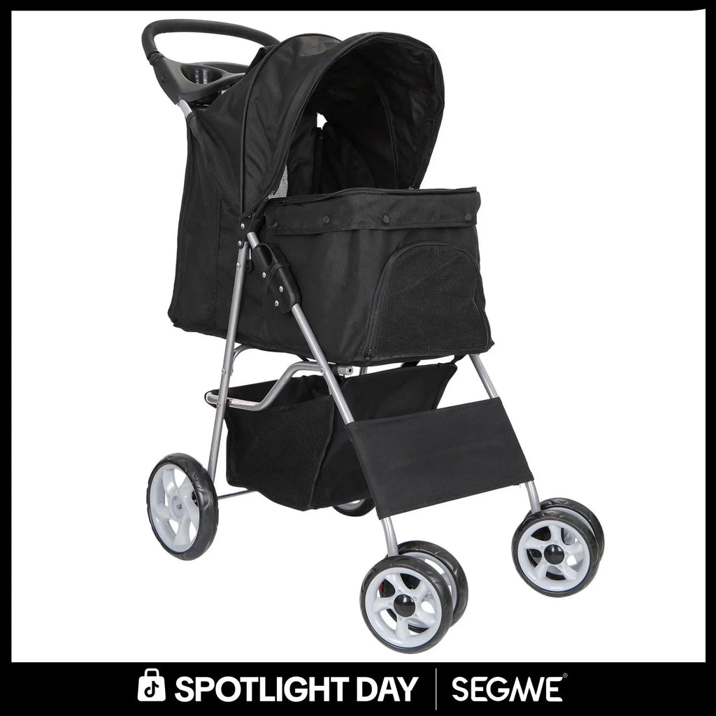 Segawe Foldable Pet Dog Stroller for Small Cat Dog with Storage Basket & Cup Holder for Pet Travel