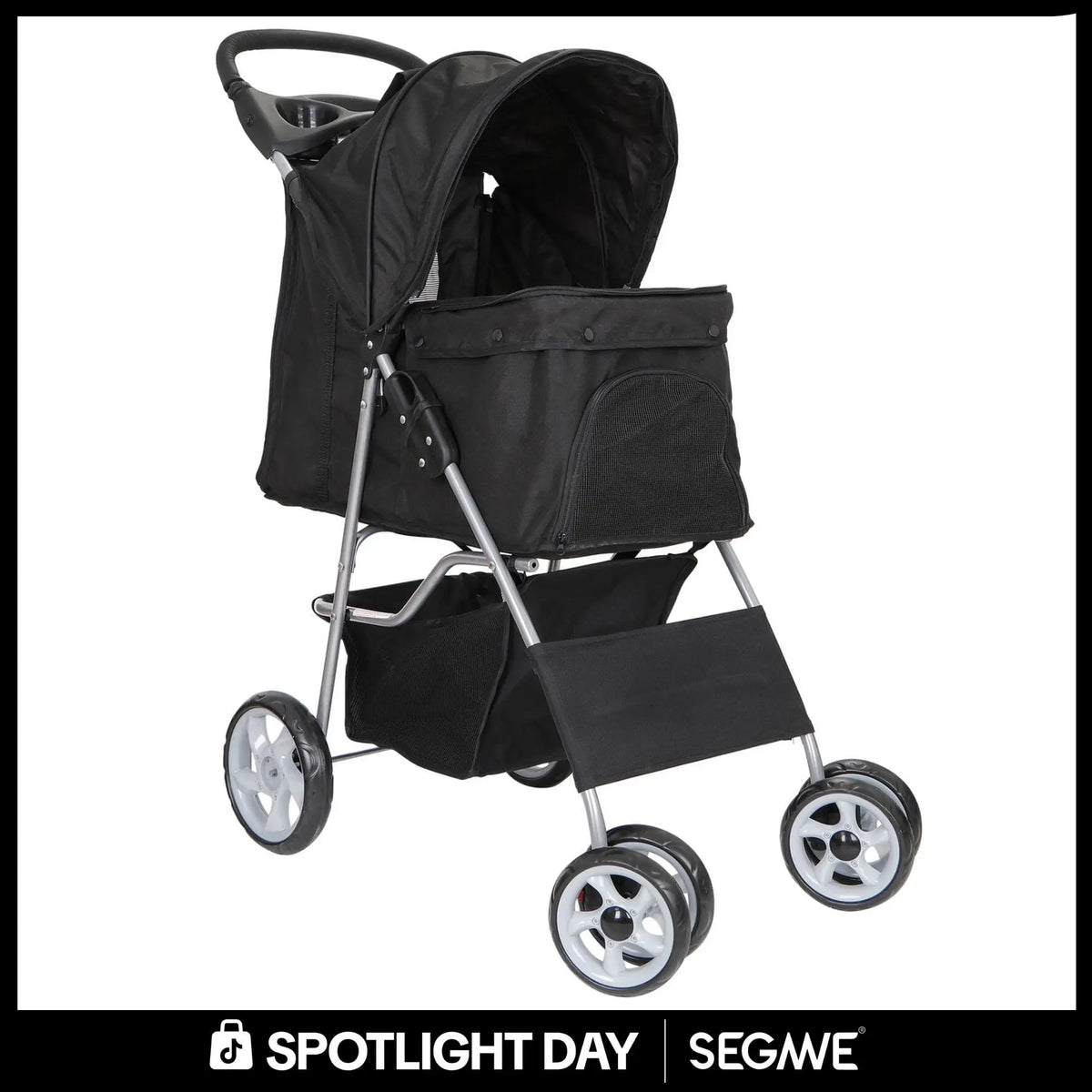 Segawe Foldable Pet Dog Stroller for Small Cat Dog with Storage Basket & Cup Holder for Pet Travel