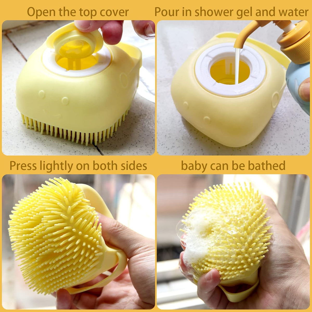 Brosse de bain en silicone pour chien avec distributeur de shampoing – visuel 4
