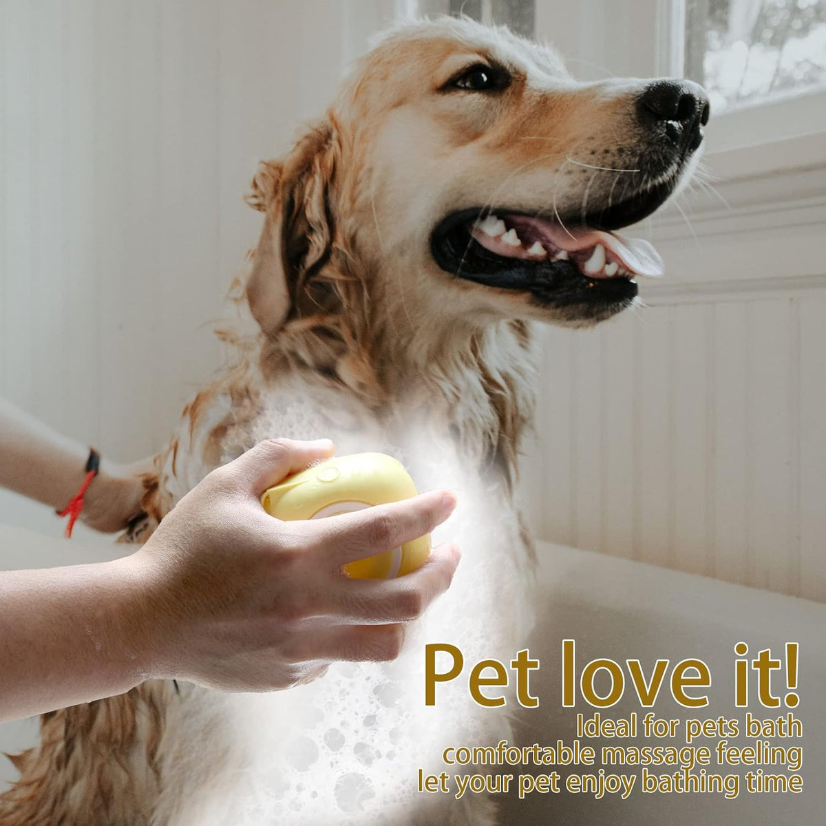 Brosse de bain en silicone pour chien avec distributeur de shampoing – visuel 2