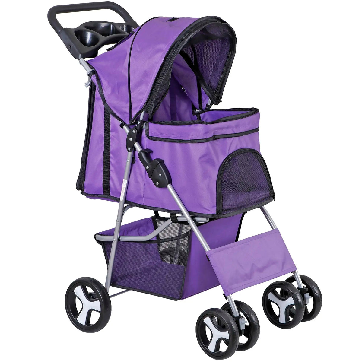 Segawe Foldable Pet Dog Stroller for Small Cat Dog with Storage Basket & Cup Holder for Pet Travel