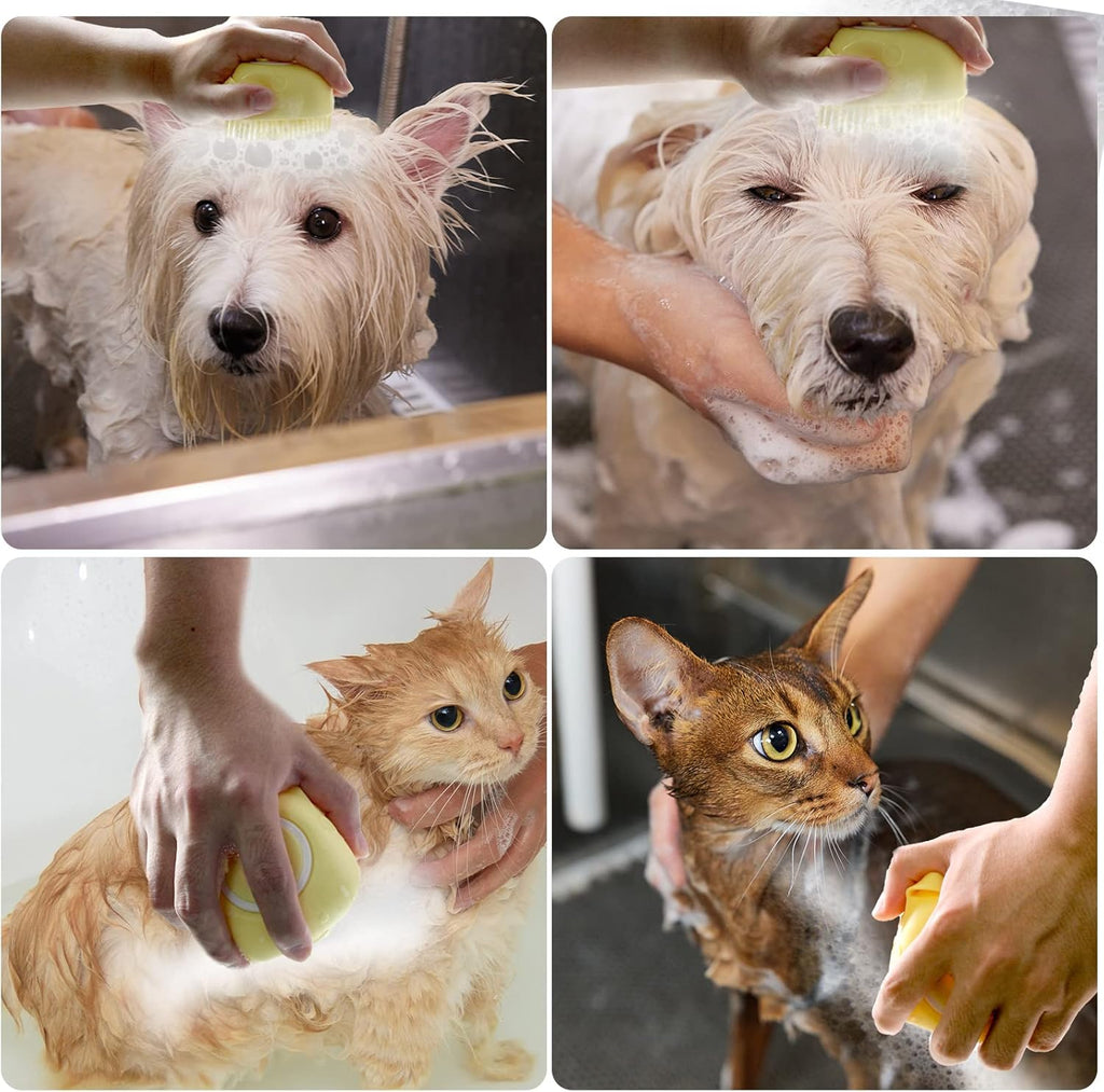 Brosse de bain en silicone pour chien avec distributeur de shampoing – visuel 3