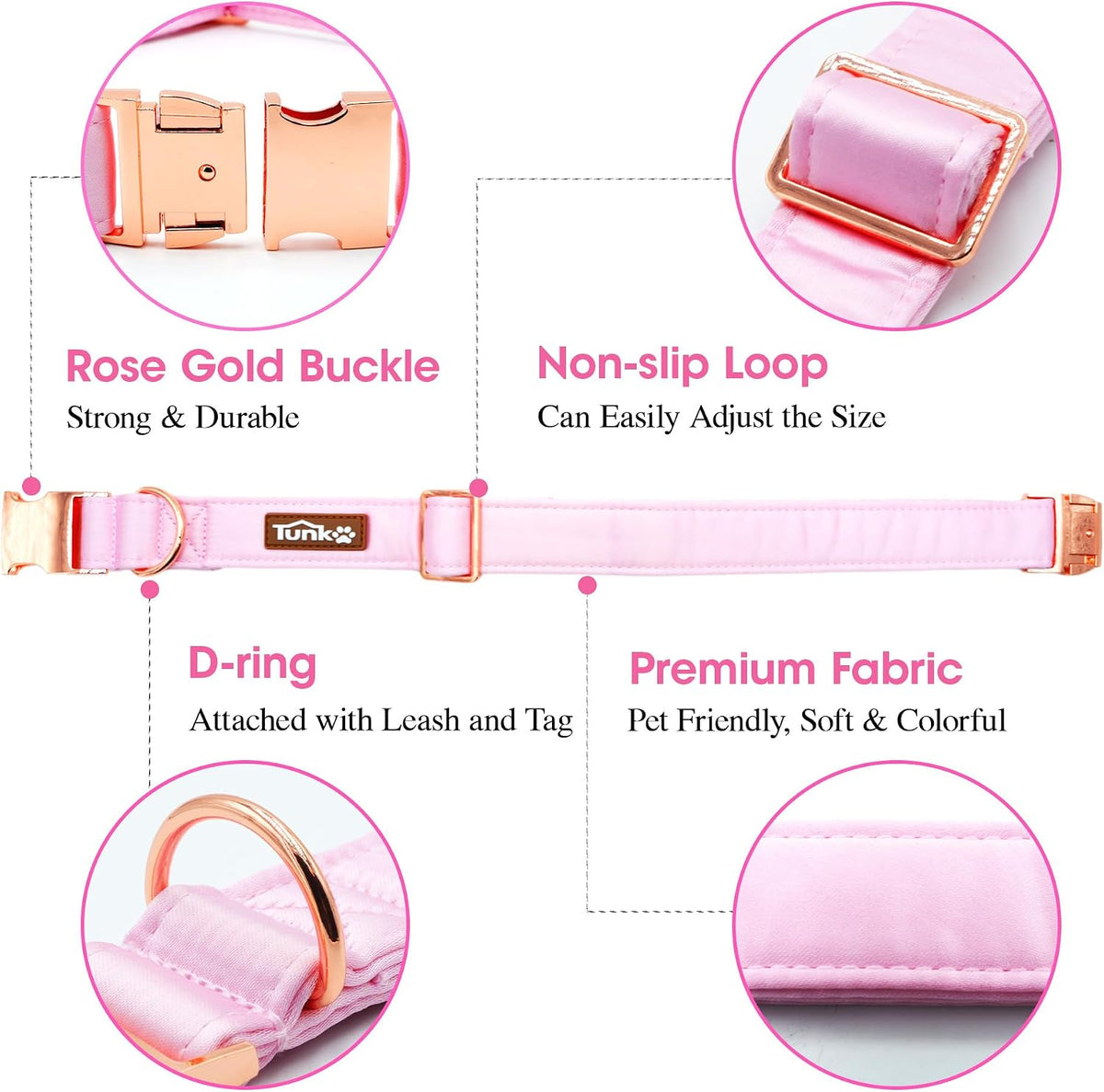 Collier en soie rose pour chien – visuel 3