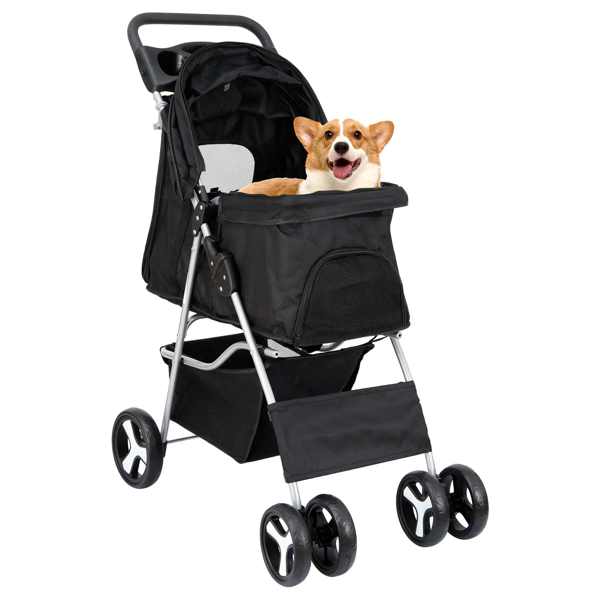 Segawe Foldable Pet Dog Stroller for Small Cat Dog with Storage Basket & Cup Holder for Pet Travel