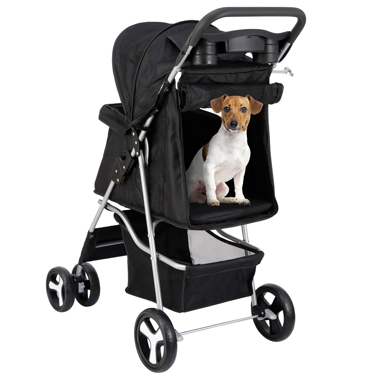 Segawe Foldable Pet Dog Stroller for Small Cat Dog with Storage Basket & Cup Holder for Pet Travel