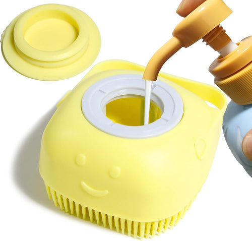 Brosse de bain en silicone avec distributeur de shampoing pour chien