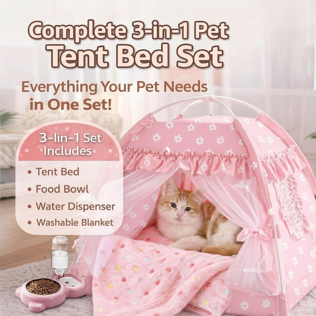Tente-lit pour chat avec gamelle d'eau – visuel 4