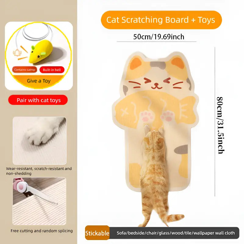【Buy 1, Get Free Toy Mouse!】Wall Mounted Cat Scratching Board Thickened Durable Wear Resistant Protects Furniture from Cat Scratching Suitable for Walls Sofas Cabinets Doors Glass Personalized Cat Tree Tower Cat Toy Mouse Pet Supplies Scratcher Tiktokshop